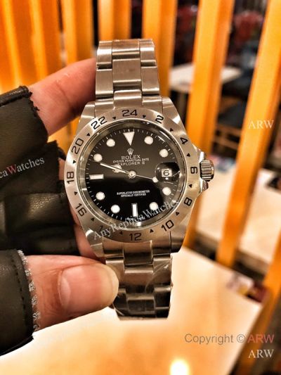 High Quality Replica Rolex Explorer Silver 316 stainless steel strap Black Face Dial Silver Bezel Men Watch 42mm